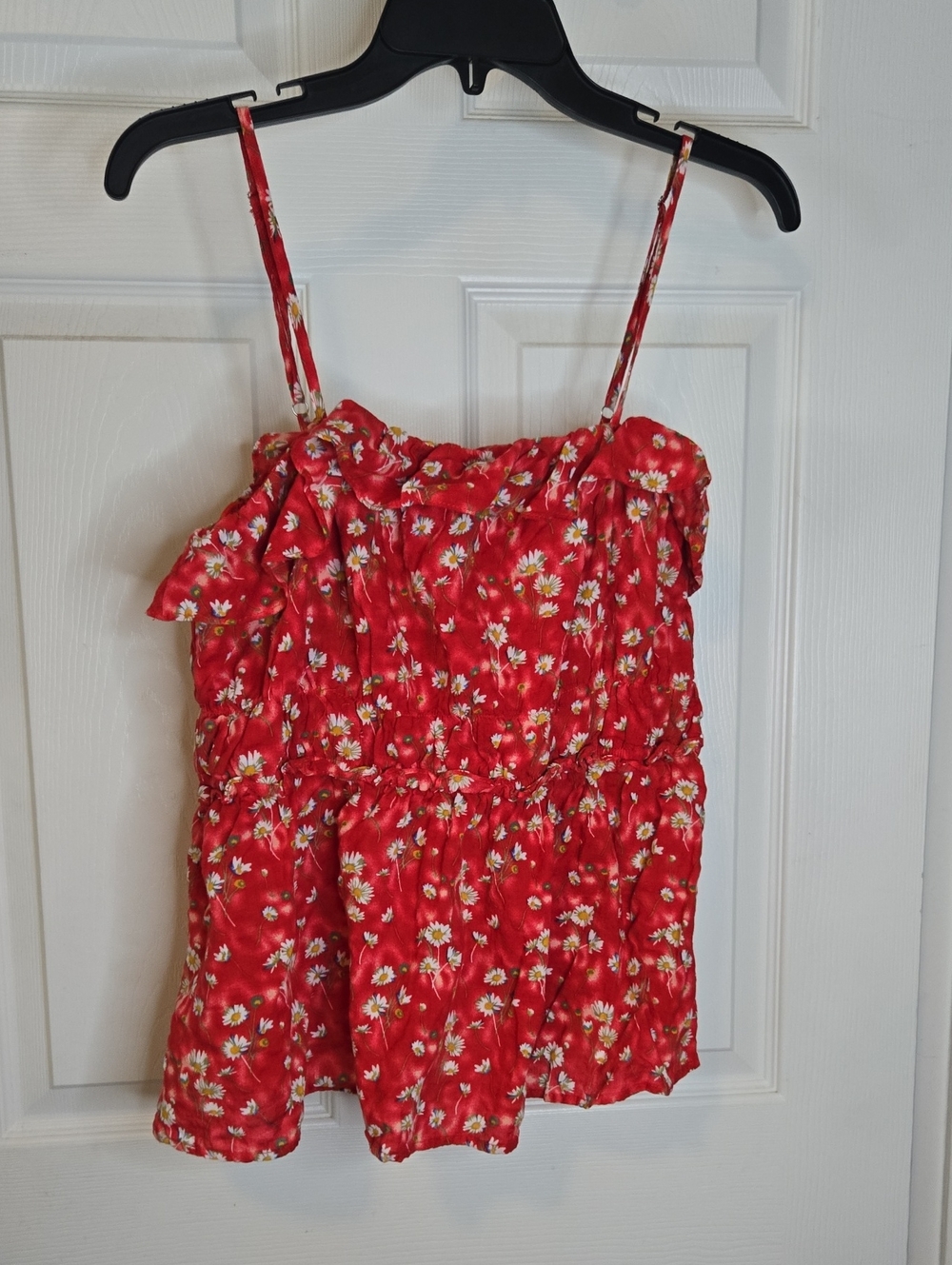 DAVI & DANI Red Floral Smocked Cami
